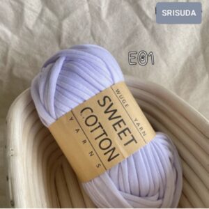 ไหมผ้ายืด สี E01 ไหมสำหรับถัก Cotton sweet 20มม. งานโครเช งาน DIY