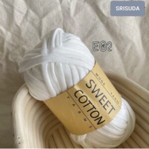 ไหมผ้ายืด สี E02 ไหมสำหรับถัก Cotton sweet 20มม. งานโครเช งาน DIY