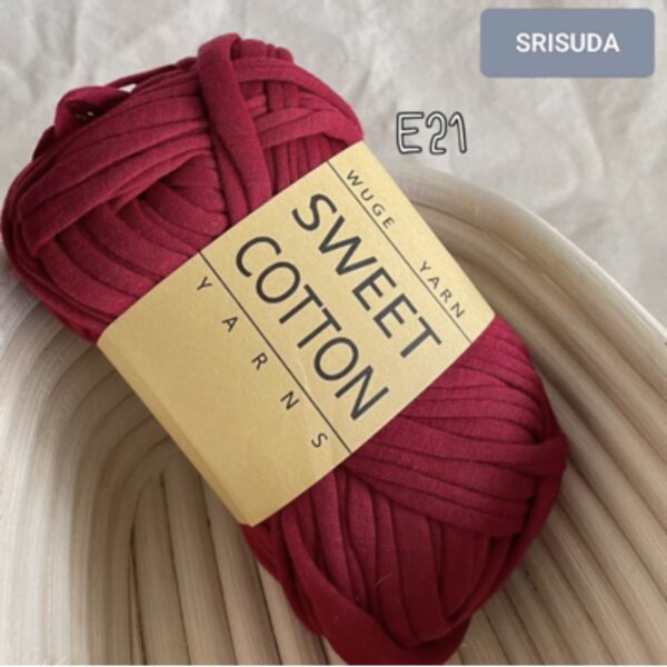 ไหมผ้ายืด สี E21 ไหมสำหรับถัก Cotton sweet 20มม. งานโครเช งาน DIY